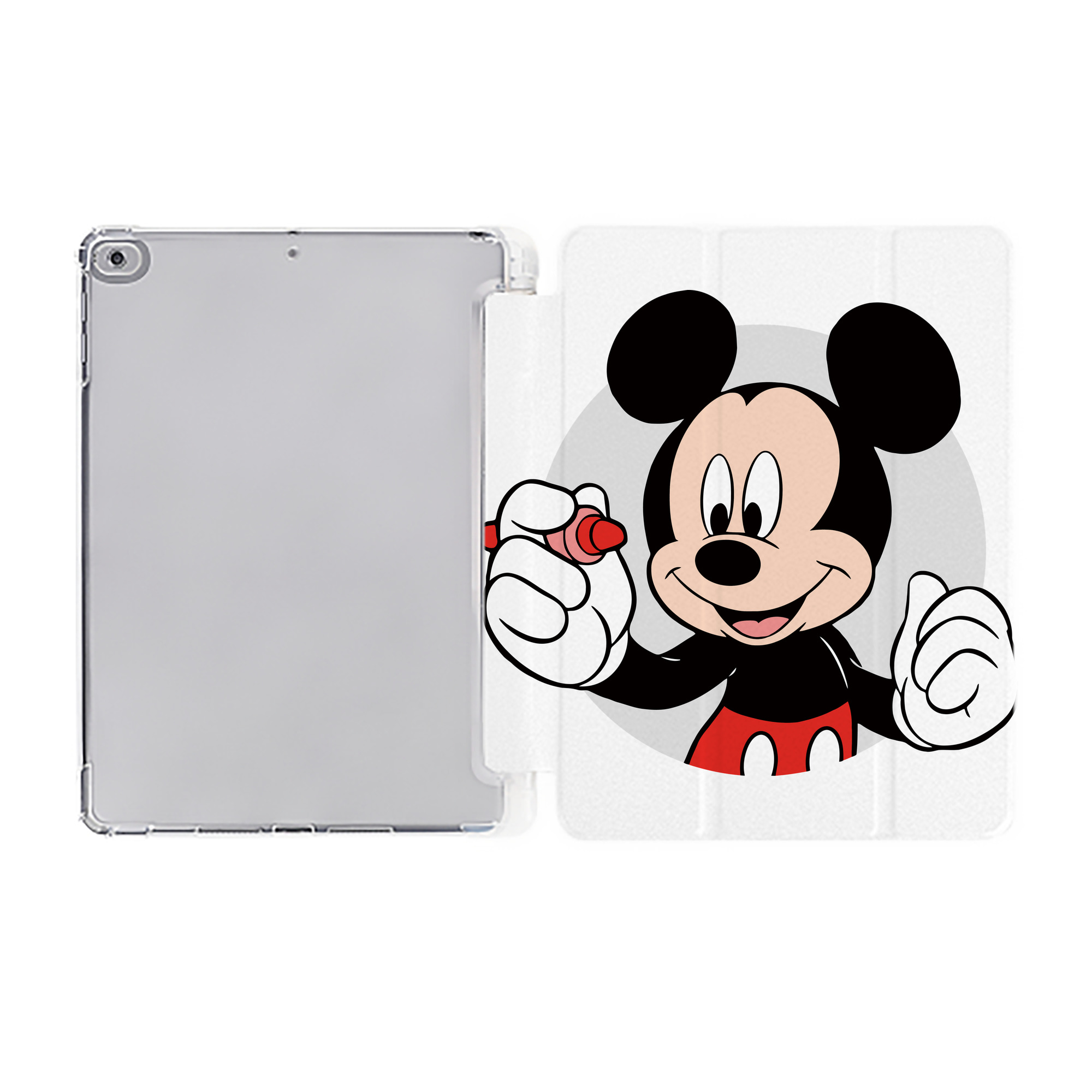 （画像用） ミッキーマウス Mickey Mouse IPad ケース ペン収納付き 三つ折りスタンド PUレザー×シリコン 対応機種9.5/10.5/10.9インチ